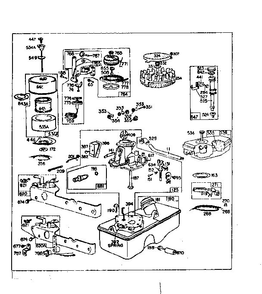 Carburetor And Fuel Tank Assembly Diagram and Parts List for 93500-93599 0101 - 0101 Briggs and Stratton Engine